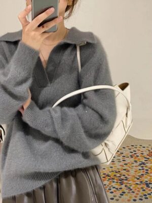 Grey Wide Collar Mink Sweater Taehyung – BTS (4)