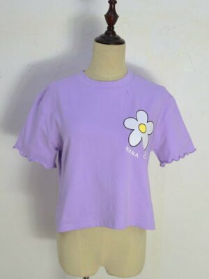 IU Lavender Flower Printed T-Shirt