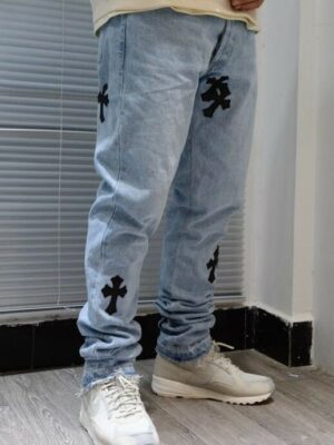Kai – EXO Denim Jeans With Cross Patches
