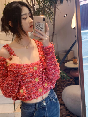 Red Tweed Buttoned Crop Top Yuqi – (G)I-DLE