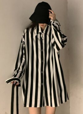 Black Stripes Loose Long Sleeve Shirt | Xiumin - EXO