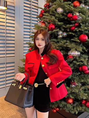 Yeri – Red Velvet – Red Single Breasted Suit Jacket (3)