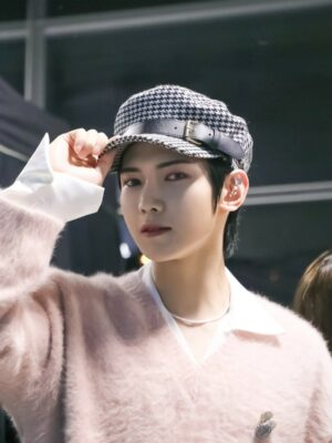 Black Belted Houndstooth Cap | Yeosang – ATEEZ