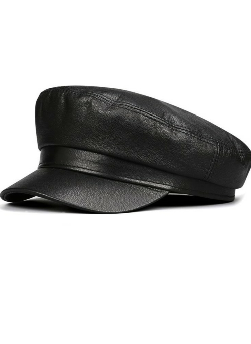 Black Leather Military  Cap | NJ – Our Beloved Summer