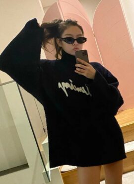 Black Sunglasses With Silver Dual Bars | Jennie - BlackPink