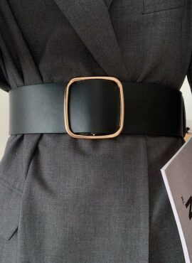 Black Wide Belt With Thin Gold Buckle | Seohyun - Girls Generation