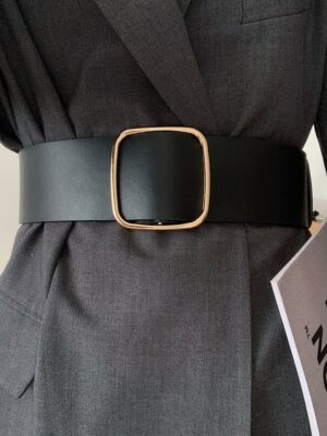 Black Wide Belt With Thin Gold Buckle Seohyun – Girls Generation (3)