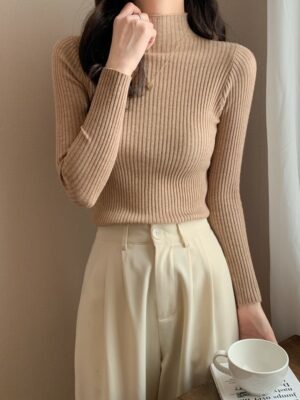 Camel Brown Mock Neck Sweater Sihyeon – Everglow (7)