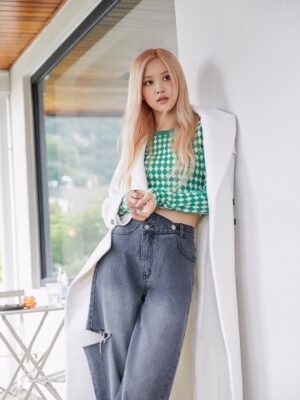 Green And White Checkered Crop Sweater | Rose – BlackPink