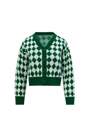 Green Diamond Pattern Cardigan Rose – BlackPink (2)