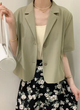 Green Short-Sleeved Suit Blazer Jacket | Ahn Mi Yeon - Our Beloved Summer
