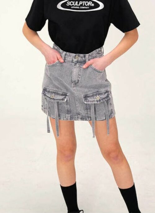Grey Denim with Front Pocket Skirt | Lia – ITZY