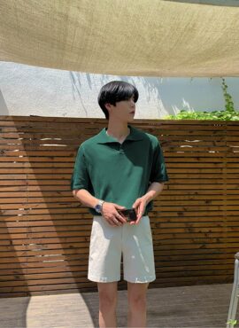 Dark Green Short Sleeves Polo Shirt | Kim Ji Woong - Our Beloved Summer