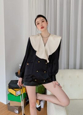 Black French Collared Blouse | Lia - ITZY