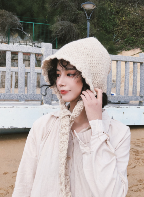 Beige Knitted Earflap Hat | Nayeon – Twice