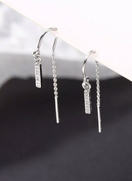 Silver Crystal Bar Drop Earrings | Kim Mi So - What's Wrong With Secretary Kim