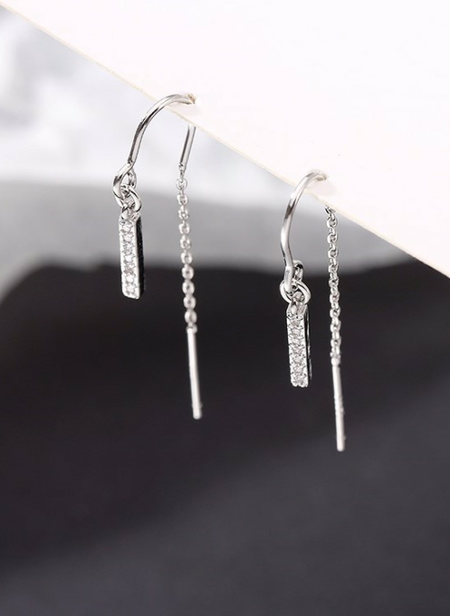 Silver Crystal Bar Drop Earrings | Kim Mi So – What’s Wrong With Secretary Kim