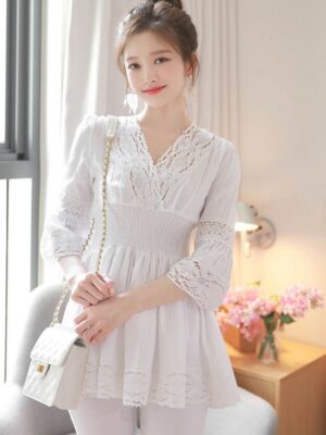 Soojin – (G)I-DLE White Lace Short Dress (6)