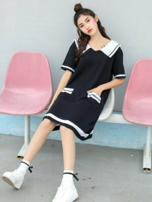 Yuqi -(G)I-DLE Black Sailor Loose Dress (6)