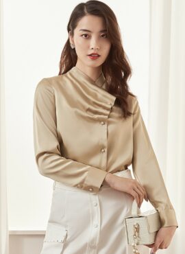 Beige Scallop Collar Blouse | Oh Yoon Hee - Penthouse