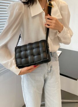 Black Cushion Weave Leather Bag | Kai - EXO