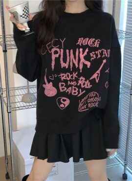 Black Punk Knitted Sweater | Karina - Aespa