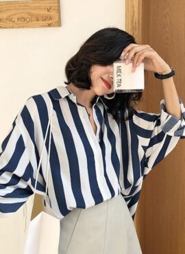 Blue And White Stripes Shirt | Eunwoo - Astro