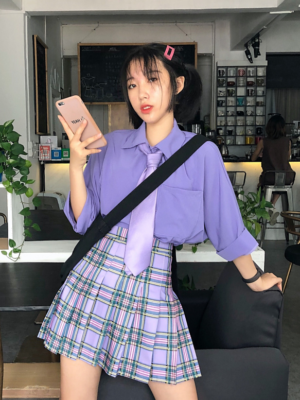 Gowon – Loona – Lilac Plaid Pleated Skirt (6)