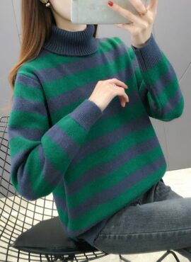 Green And Blue Turtleneck Sweater | Jinyoung – GOT7