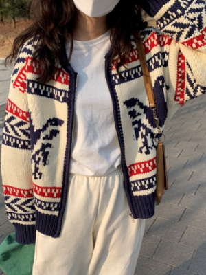 Haseul – Loona – Beige Ethnic Style Knit Jacket (6)
