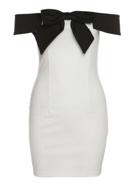 White Bow Off-Shoulder Dress | Jennie - BlackPink