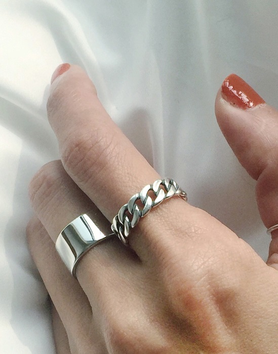 Four Finger Chain Rings Adjustable Chain Linked Cuff Rings 