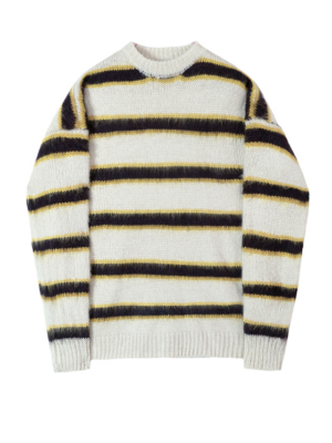 Jungwon – Enhypen – White Round Neck Striped Sweater (15)