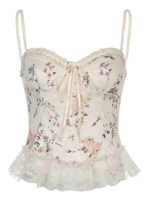 Miyeon – (G)I-DLE Beige Floral Bustier Top(19)