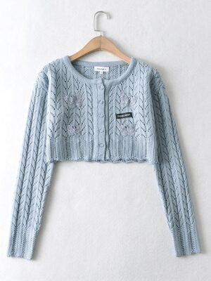 Ningning – Aespa Blue Butterfly Patched Cardigan (15)