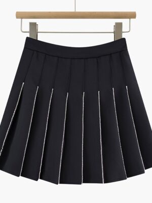 Tzuyu – Twice Black Pleated Rhinestone Skirt (7)