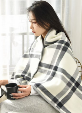 Grey Plaid Cloak Flannel Blanket | Soobin – TXT