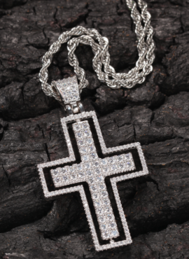 Silver Diamond Cross Necklace | Yuta - NCT