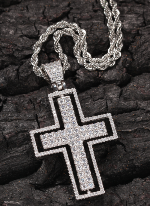 Silver Diamond Cross Necklace | Yuta – NCT