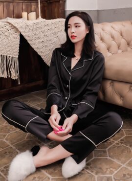 Black Chic Satin Pajama Set  | Jun - Seventeen