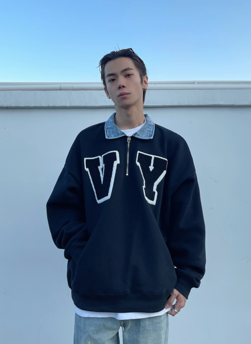 Black Denim Collared Sweater | Seungmin – Stray Kids