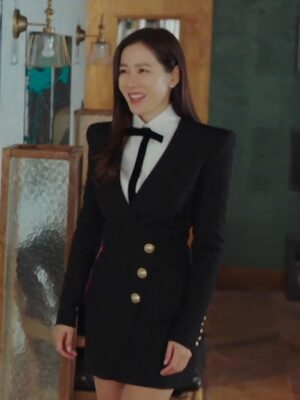 Black Slanted Buttons Suit Dress | Yoon Se Ri – Crash Landing On You