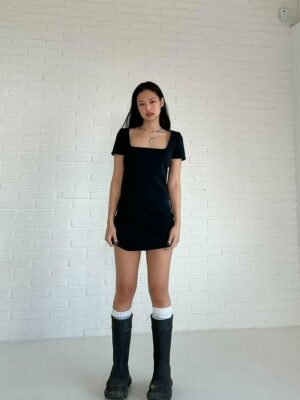 Black Square Neck Dress | Jennie – BlackPink