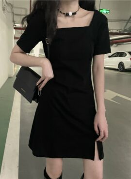 Black Square Neck Dress | Jennie - BlackPink