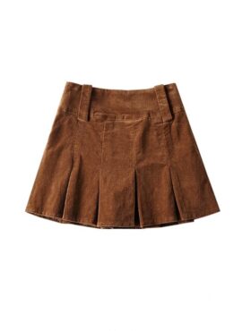 Brown Corduroy Pleated Skirt | Wendy - Red Velvet