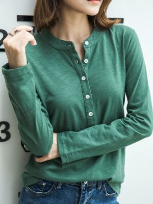 Green Half Button Long Sleeves Shirt Hong Du Sik – Hometown Cha Cha Caa (4)