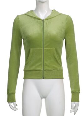 Green Velvet Hooded Jacket | Jennie - BlackPink