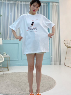 White “Eight” Flying Girl T-Shirt | IU