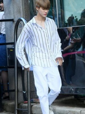 White Stripe Patterned Shirt | Jeno – NCT