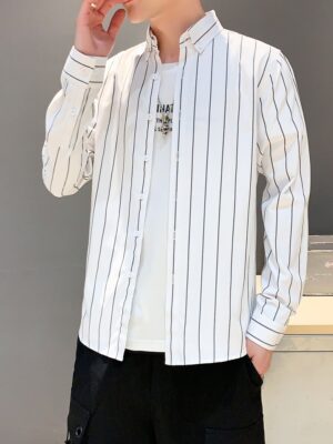 Jeno – NCT White Stripe Patterned Shirt (7)